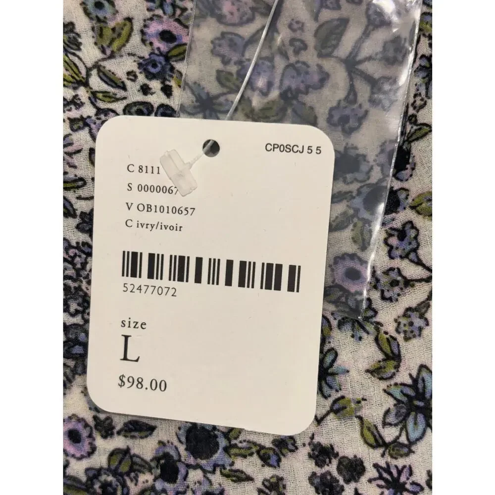 Free People Floral Smocked Blouse Size Large NEW - Picture 6 of 12
